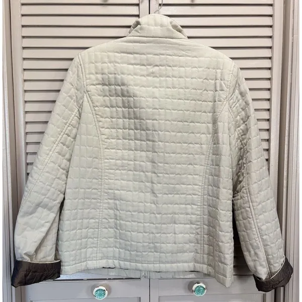 White Stag Cream/Brown Zip Up Quilted Jacket‎ Logo Size M (8-10) Lined Pockets - Image 6