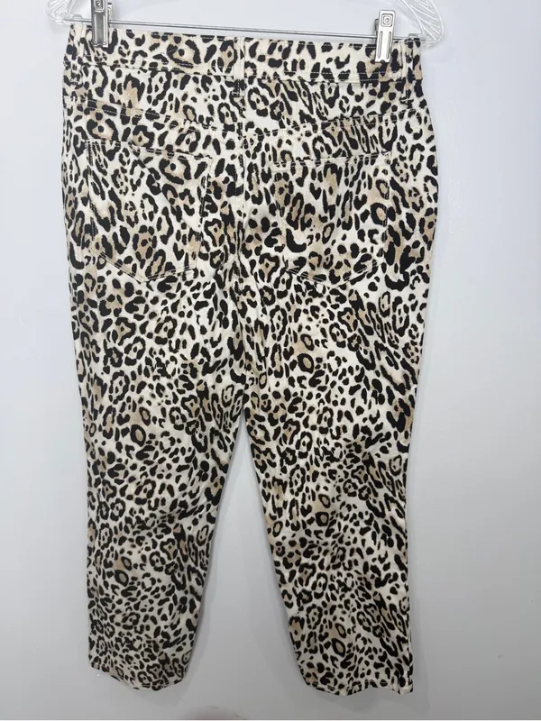 Chico's Girls Leopard Print Capri Jeans - Black, Cream - Image 4
