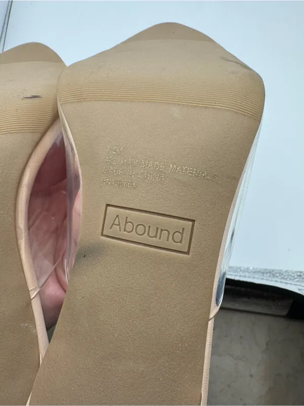 Abound Heels Women 7.5 Tan Good Clear PVC Strap Sculpted Block Heel Pointed Toe - Image 3