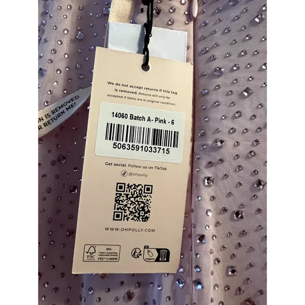 Oh Polly Rose Pink Transparent Embellished Maxi Dress Size 2 New - Image 9
