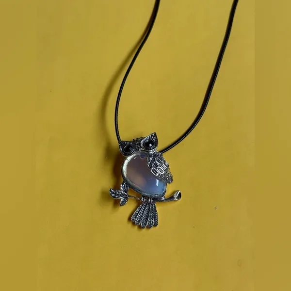 Silver Owl Pendant Necklace - Image 2