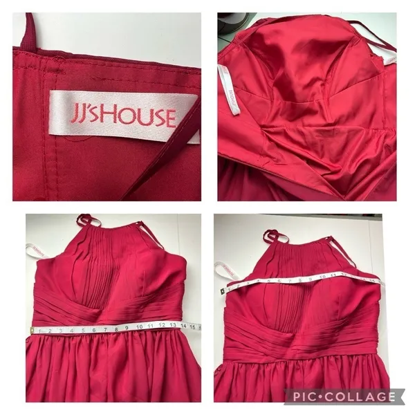 JJ's House Berry Chiffon Pleated A-Line Floor-Length Bridesmaid Dress S/M - Image 4