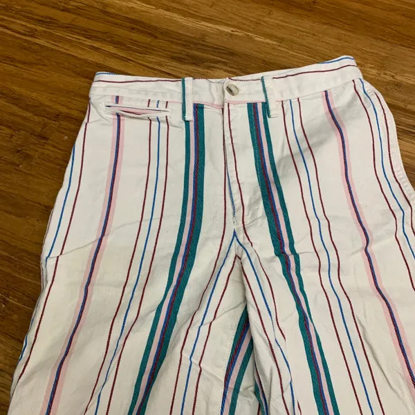 Madewell Wide Leg Crop Pants Womens‎ Size 27 Striped High Rise Raw Hem Casual - Image 2