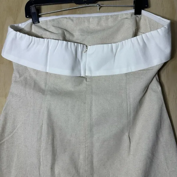 Cider‎ LINEN-BLEND COLLARLESS SOLID SPLIT RUCHED ZIPPER MIDI DRESS - Image 10