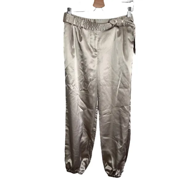 Maeve By Anthropologie Champagne Satin Jogger Dress Pants Size 2 metallic - Image 2