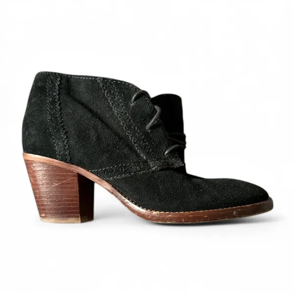 Madewell 1937 Black Suede Lace Up Stacked Block Heel Ankle Booties‎ 6.5 - Image 12