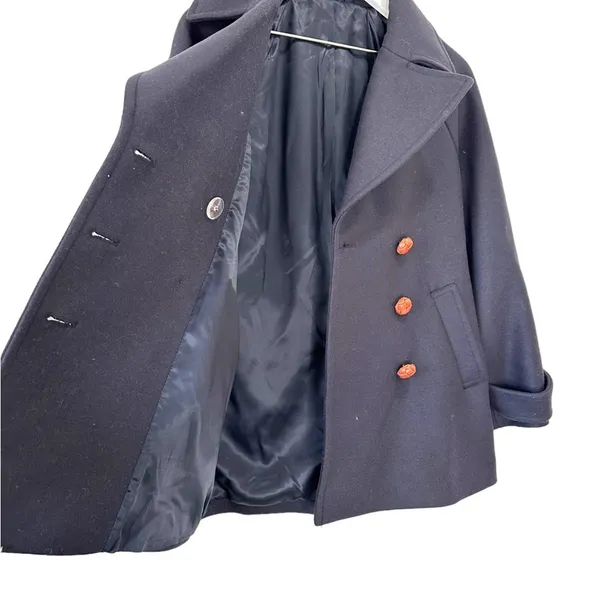 & Other Stories Manteco Wool Double Breasted Peacoat Navy Size 6 - Image 8