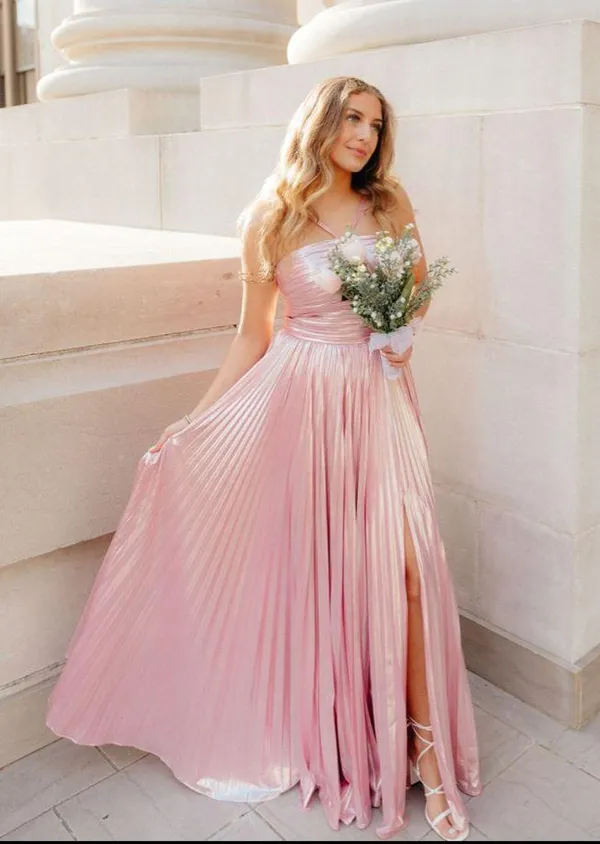 Blush Pink Pleated Prom/Formal Dress - Image 2