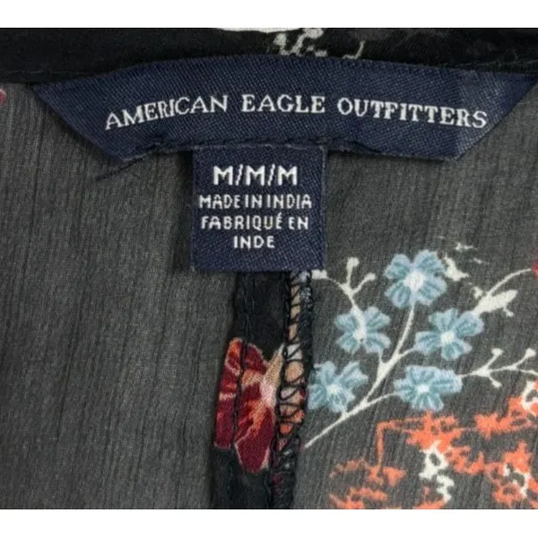 American Eagle Sheer Open Front‎ Kimono Black Floral Lace Sz M Fairy Whimsigoth - Image 4