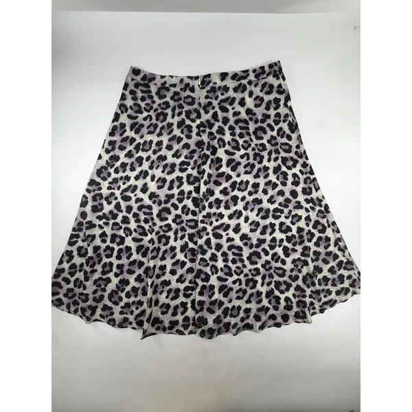 JustFab Womens XL Purple Leopard Print A-Line Midi Skirt Animal Print High Waist - Image 2