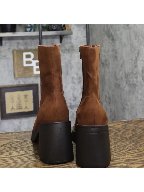 Sun + Stone Womens Tiannaa Faux Micro Suede Ankle Boots Russet Brown 9.5M - Image 4