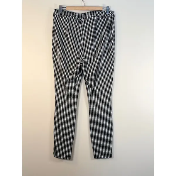 Maeve Anthropologie Gingham Check High‎ Rise Tapered Pants Black White Womens 10 - Image 3