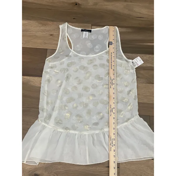 Love to Be Loved Cream Gold Sheer Sleeveless Top Size L Lightweight Flowy NWT - Image 4