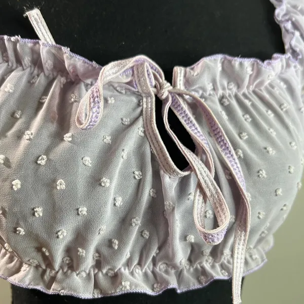 Sexy Sheer Adorable Coquette Costume Layering Textured Lavender Babydoll Cropped - Image 4