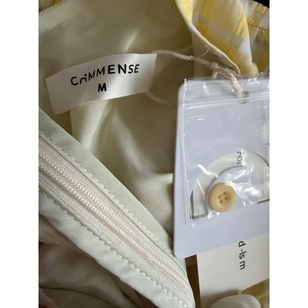 Commense Butter Yellow Plaid Picnic Whimsy Cottage Button Front Maxi Dress NWT M - Image 5