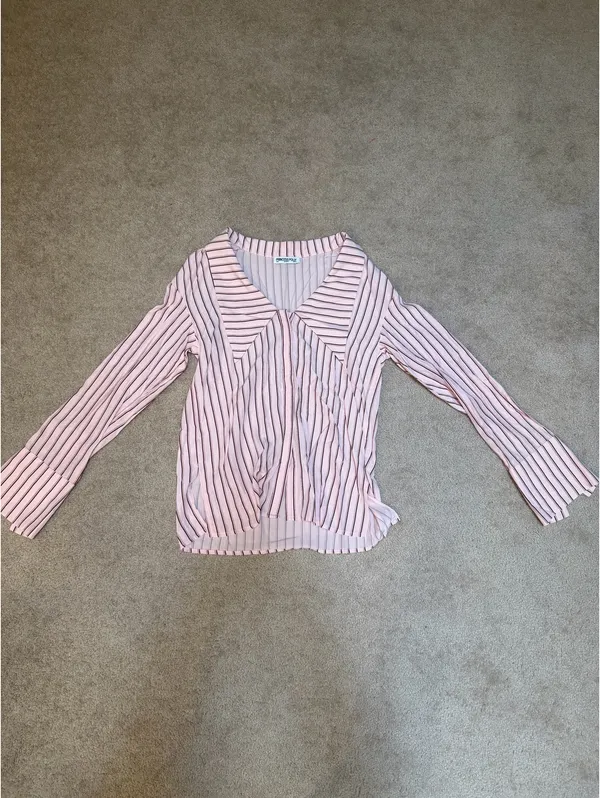 Princess Polly Calistoga Deep Collar Shirt Pink Stripe - Image 2