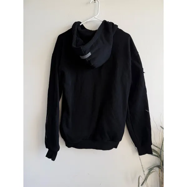 Comfrt Womens‎ XS Black Full Zip Hoodie Oversized Utility Sleeve Logo Sweatshirt - Image 3