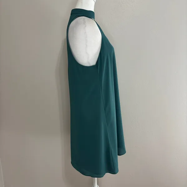 The Impeccable Pig Dress Green Halter Keyhole Mini Flowy Shift Wedding Party M - Image 2