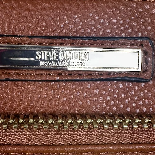 Steve Madden‎ Crossbody Bag Womens Small Cognac Brown Pebbled Gold Hardware New - Image 2