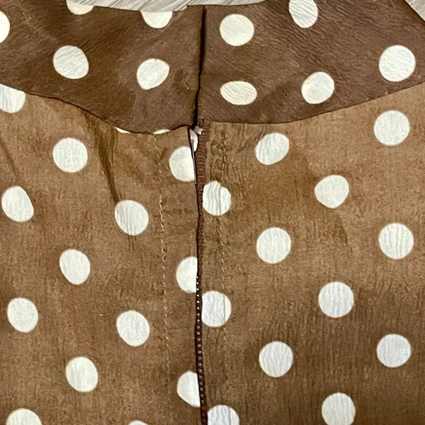 Vintage 1970’s Polka Dot Secretary Blouse Sz L Sleeveless Scarf Tie Neck Retro - Image 8