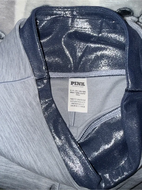 Victoria’s Secret PINK Gray High Waist Leggings Metallic Waistband Size Small - Image 5