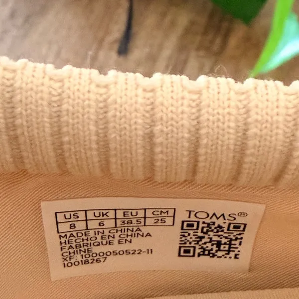 TOMS‎ Alpargata Resident Women 8 Peach Beige Knit Slip On Sneaker Minimalist - Image 6