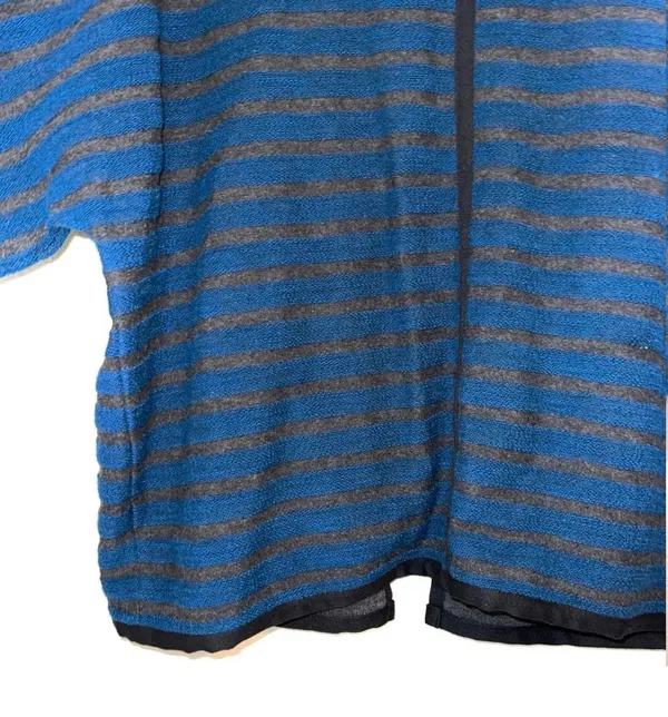 Madewell Striped Back Zip Sweater Blue & Gray Boxy Pullover - Image 5