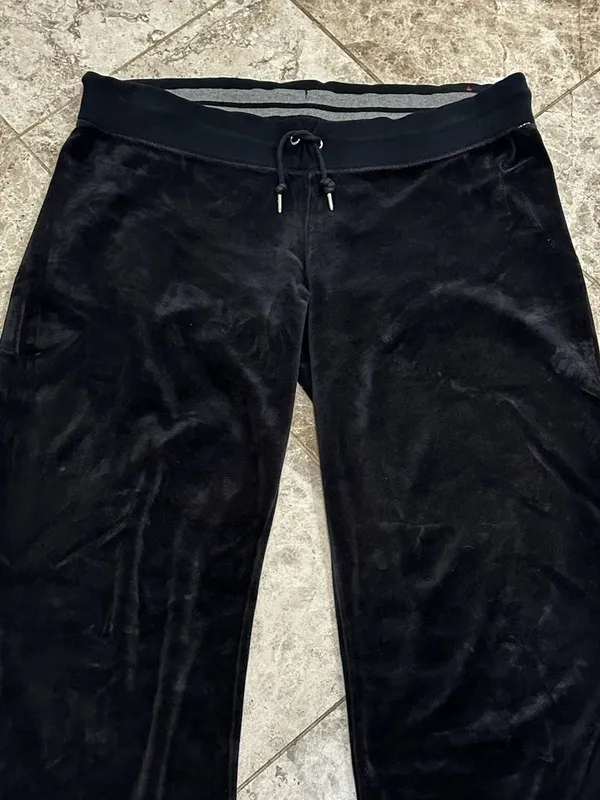 Vintage Nike Black Velour Sweatpants Medium M 8.5” Rise Track Pants Y2K - Image 3