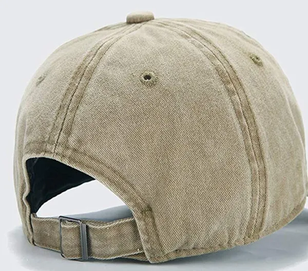 Unisex Vintage Washed Distressed Baseball-Cap Twill Adjustable | Khaki | Size OS - Image 4