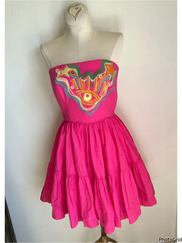 Alemais Celeste Cotton Mini Dress Pink US 2 - Image 3