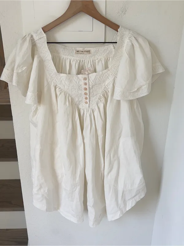Free People We The Free Riley Embroidered Tunic in Clean Ivory White NWT - Image 4