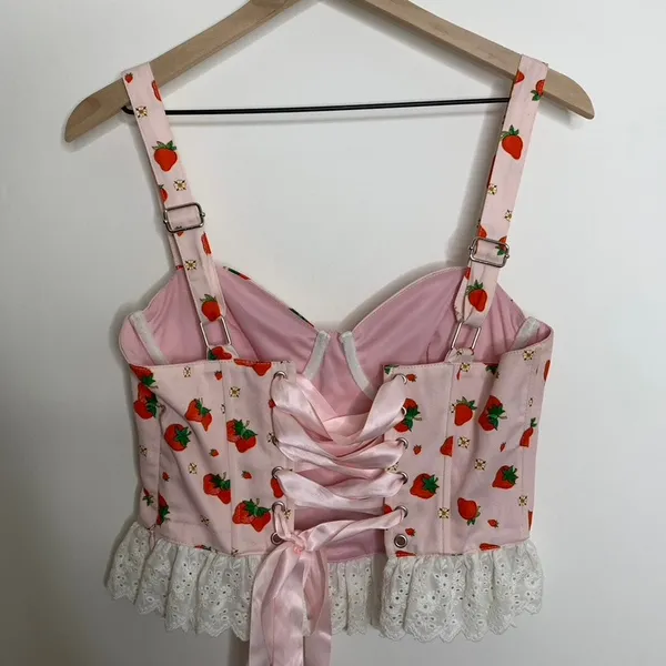 DollsKill Strawberry Shortcake Meadow Greeting Corset Top Strawberry Medium - Image 2
