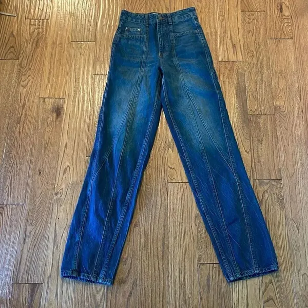 Zara seam front high rise tapered straight leg jeans 2 - Image 2