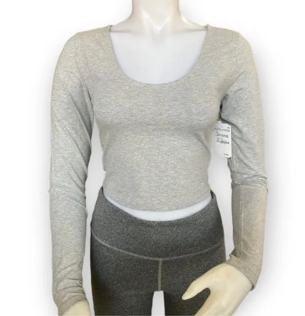 BP Grey Long Sleeved Crop Top - Image 3