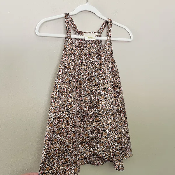 anthropologie maeve Aryana Button Up Floral 4 Boho Silky Blouse Sleeveless Tunic - Image 2