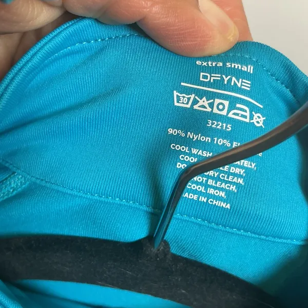 DFYNE Impact Half Zippy Teal Blue Quarter Zip Thumbhole Crop Top XS Activewear - Image 3