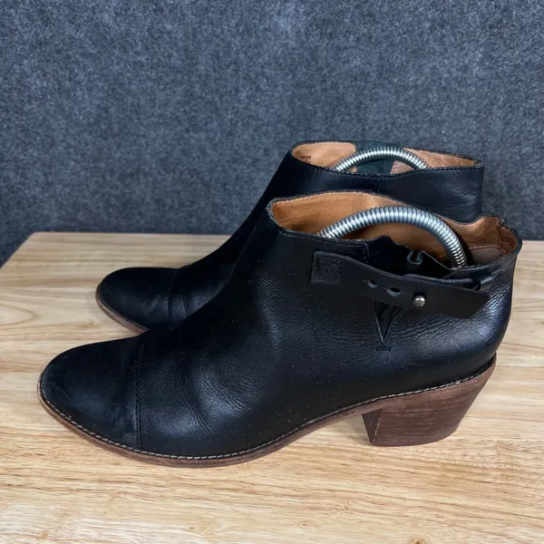 Madewell Black Leather Cap Toe Ankle Boots Side Buckle B8034 Size 11 - Image 3