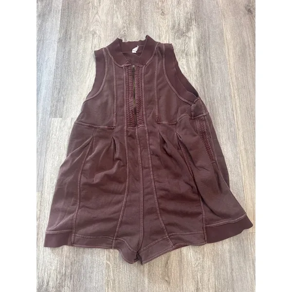 Daily Practice Anthropologie Canyon Sleeveless Romper Brown Mineral Wash Medium - Image 2