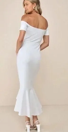 Lulus‎ How Much I Care Ivory Off-The-Shoulder Midi Dress Size S - Image 2