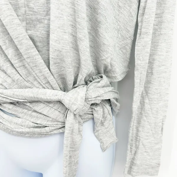 NWT J.Crew Womens‎ Tie Front Crewneck Long Sleeve Tee Top Size S Heathered Gray - Image 4