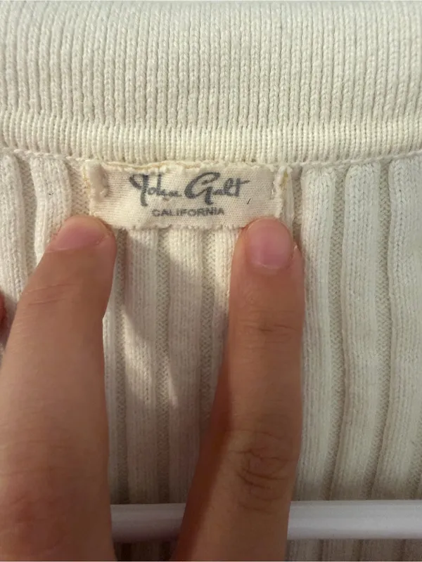Brandy Melville Ribbed Collared Button-Up Cardigan - Cream - Image 2