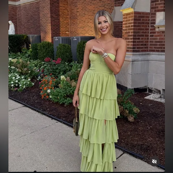 Lovers and Friends Hattie Green Tiered Strapless Maxi Gown Size Small - Image 5