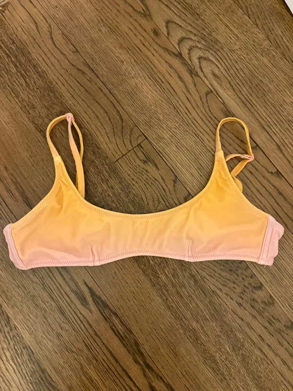 Triangl orange and pink bikini top - Image 2
