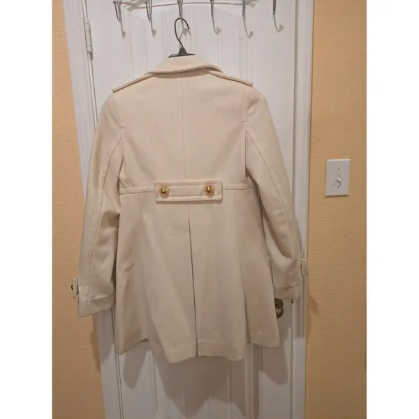 Womens ~Via~ Ivory Wool Peacoat Lined Long Sleeve Jacket Size M - Image 11