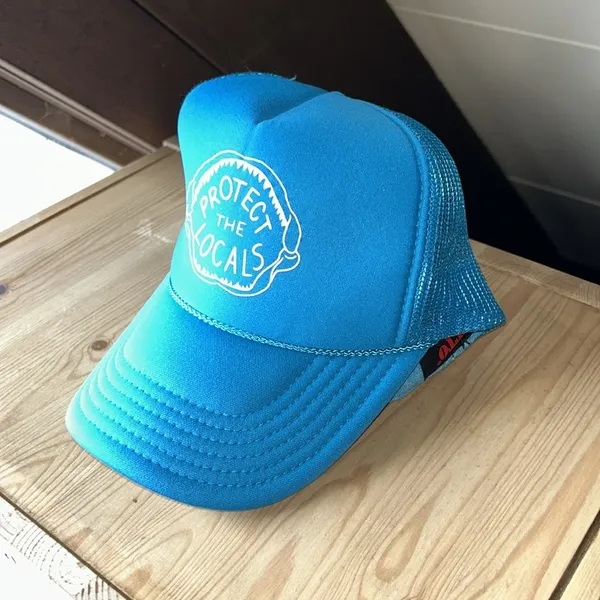 Protect the locals sea life shark tooth teal blue trucker hat - Image 4