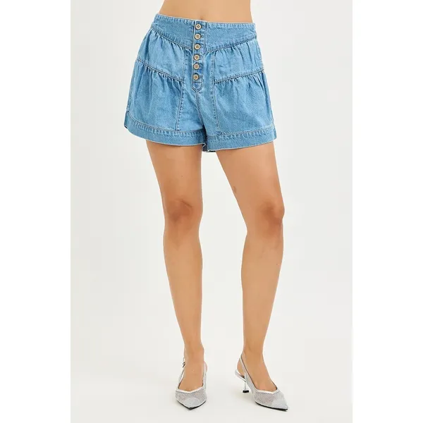 RISEN Elastic Band Slouchy Shorts With Shirred Detail -‎ Large - Image 6