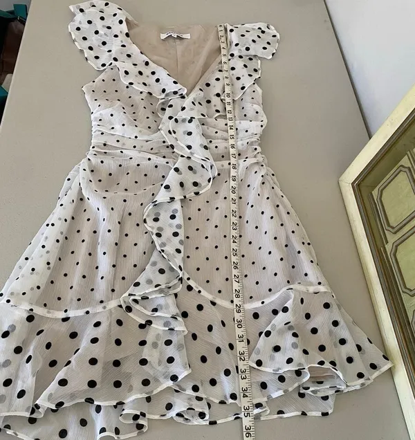 Elliatt Black White Polka Dot Dorothy Ruffled Tiered Flounce Mini Dress Small - Image 6