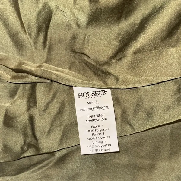 NWOT HOUSE OF CB Myrna olive green Satin Corset Midi Dress sz S - Image 9