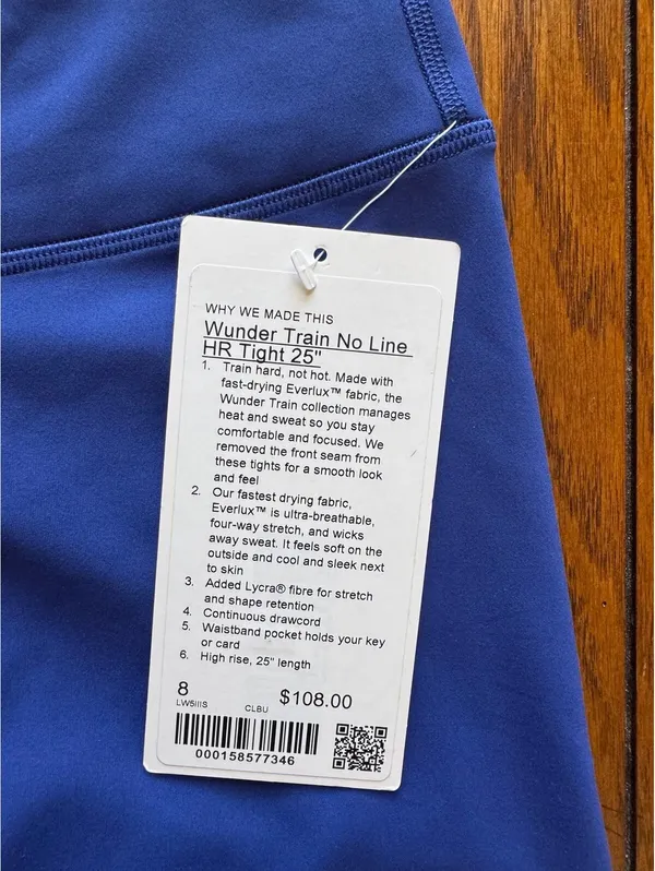Lululemon Wunder Train No Line High Rise 25” Clubhouse Blue Size 8 NWT - Image 5