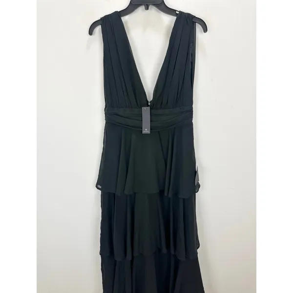 Lulus Amazing Evening Black Tiered Maxi Dress Chiffon Formal Evening Medium NWT - Image 7